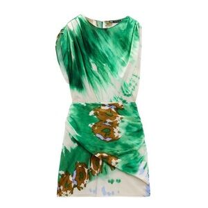 Zara beautiful printed draped mini dress size medium